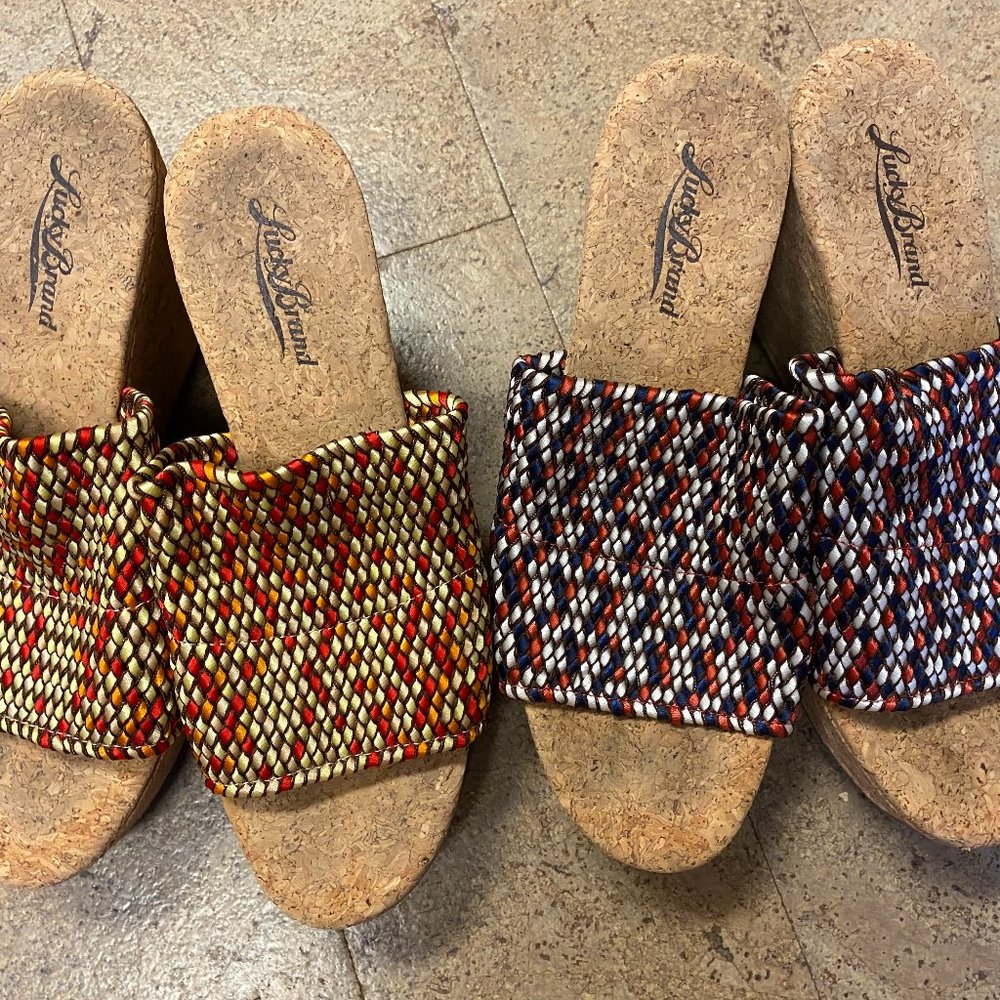 2 PAIRS LUCKY BRAND WEDGE SANDALS SIZE 7